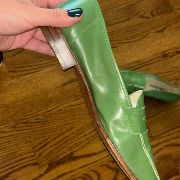 Vintage Green Leather Loafers - Picture 3 of 3